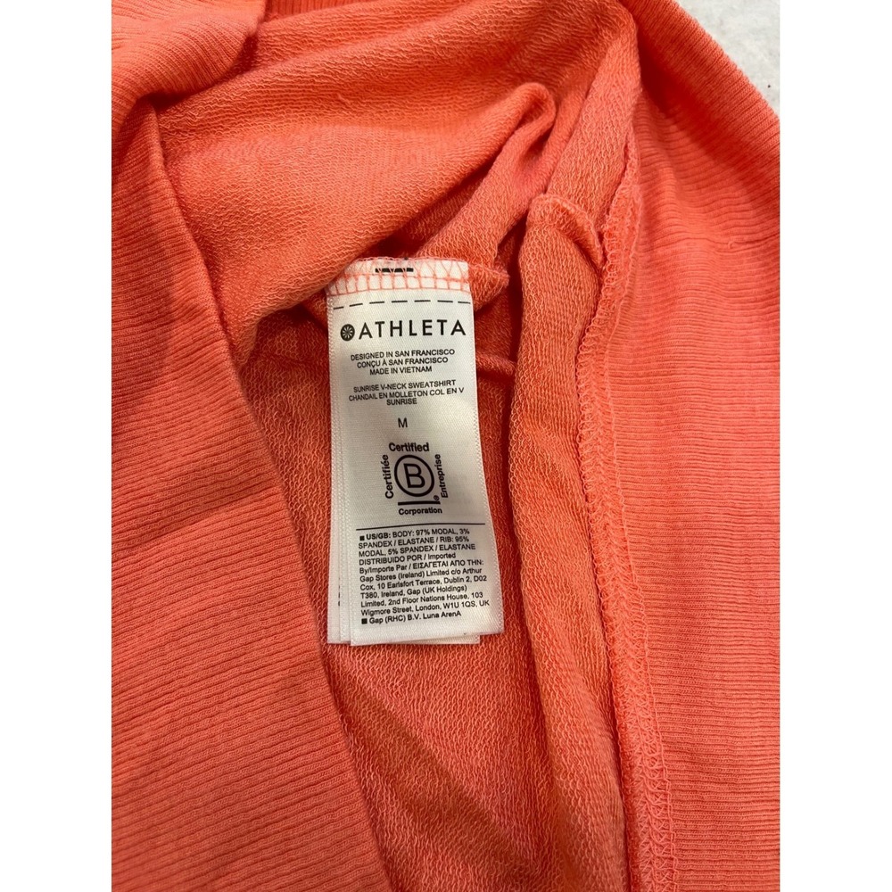 Athleta Sunrise V-Neck M Modal Spandex Athleisure Loungewear‎ Coral Pink Womens - Picture 6 of 8